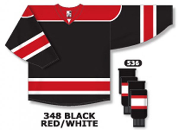 red black white hockey jersey