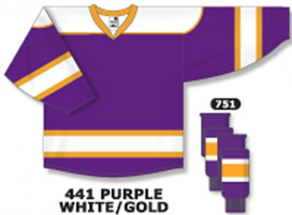 purple and gold hockey jerseys