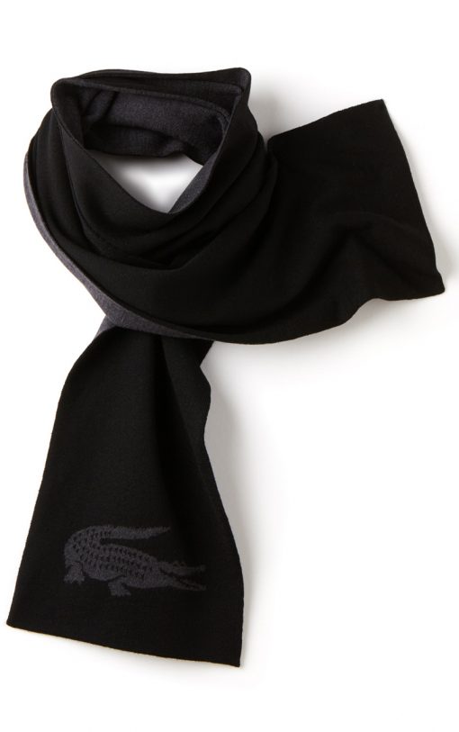 LACOSTE Men's Wool Scarf With Jacquard Crocodile